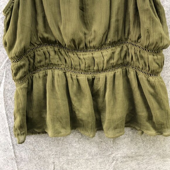 Old Navy Chiffon Cami Top Womens XL Moss Green Babydoll Ruffle Crepe - Picture 4 of 8